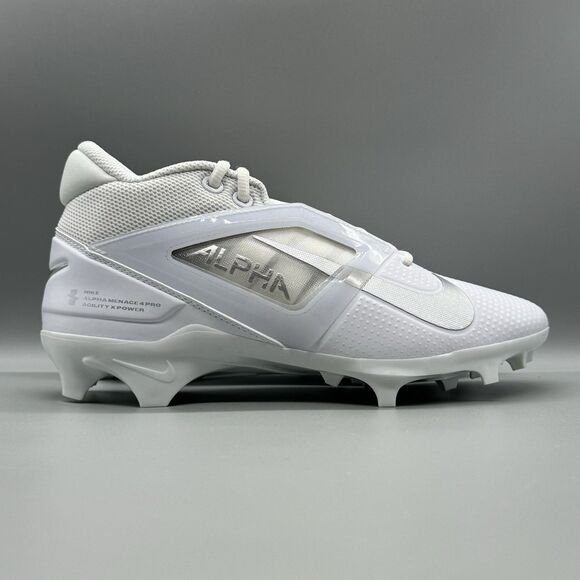 Nike Alpha Menace 4 Pro White-Silver Football Cleats Mens Size 9 FD7037-101 main image 8
